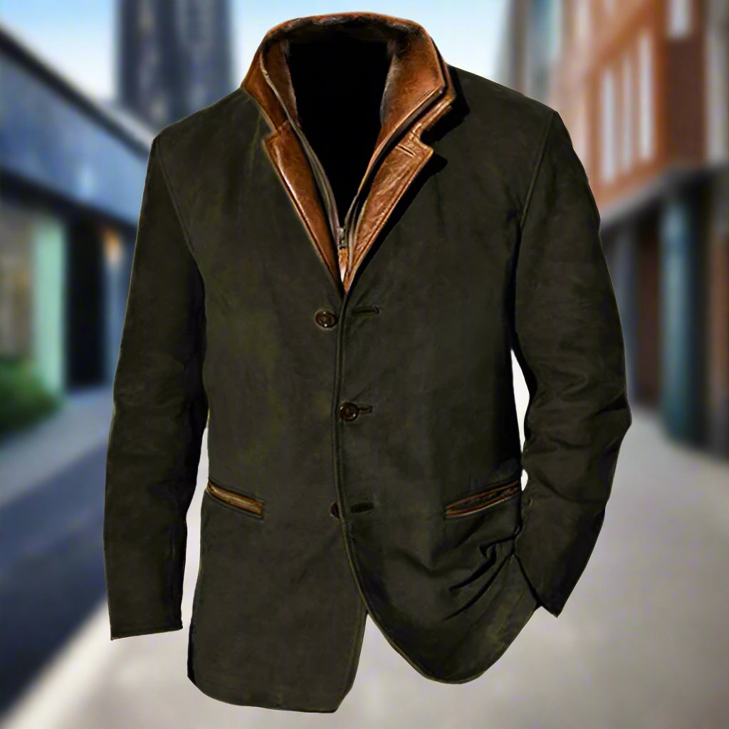WW | Suede Look With Leather Details Structured Fit Button Closure