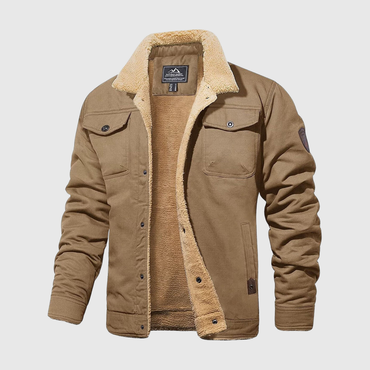 WW | Herren Winterjacke Mit Vorderem Knopfverschluss Und Taschen Detail Design