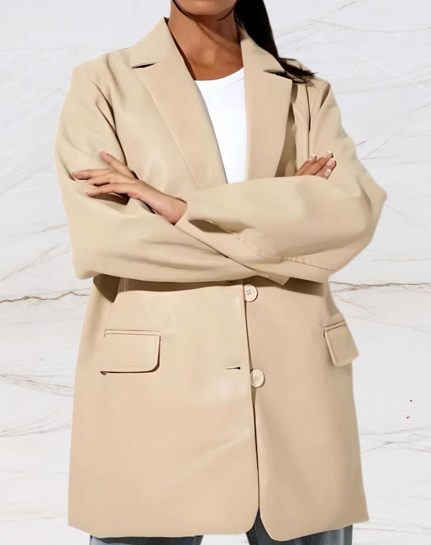 WW | Women's Leather Jacket with Lapel Collar
