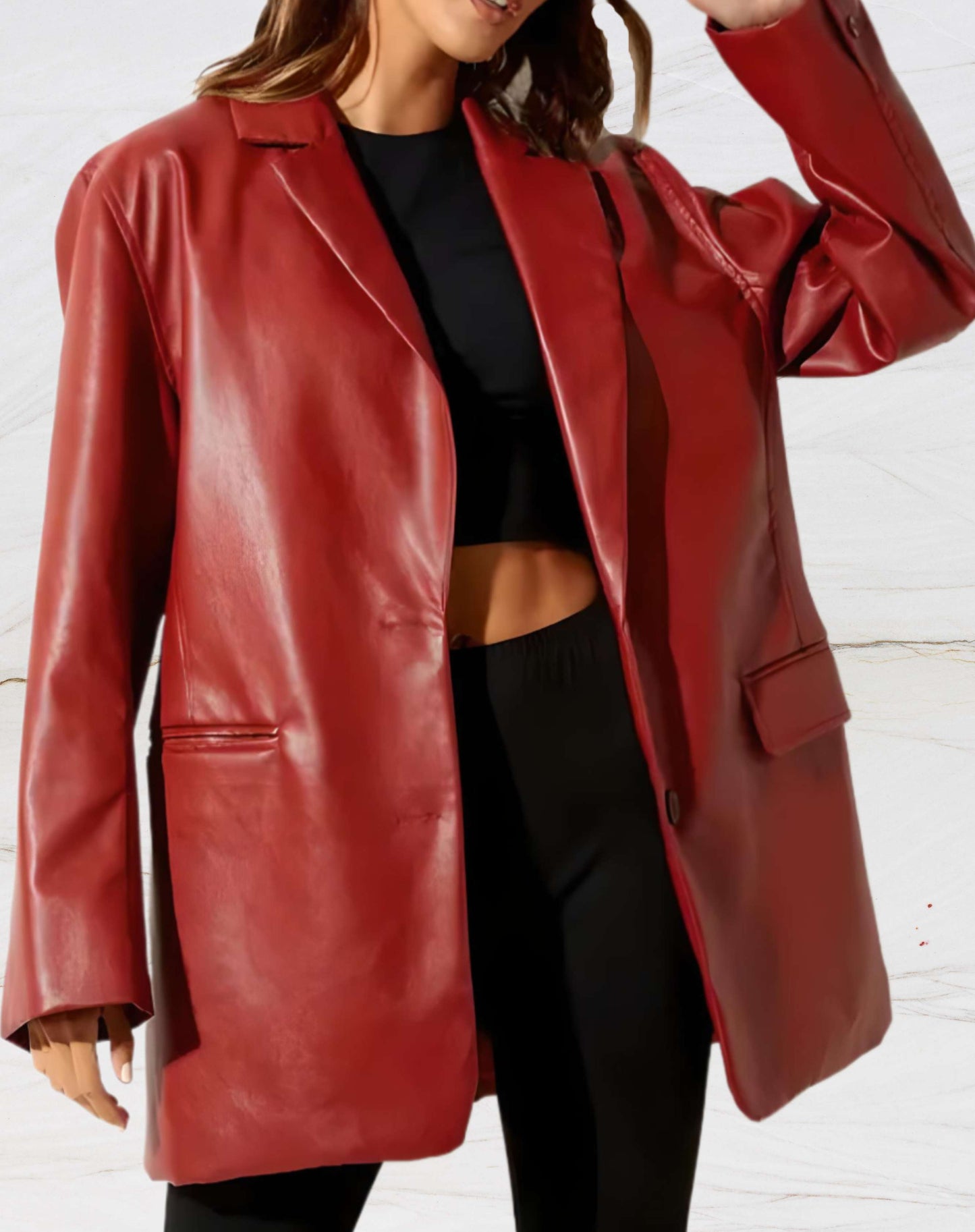 WW | Women's Leather Jacket with Lapel Collar