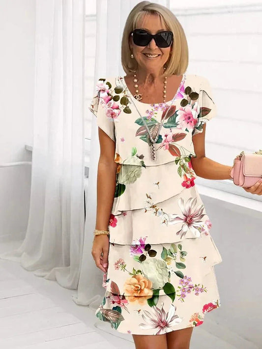 WW | Elegantes Kleid Im Fließenden Blumenmuster
