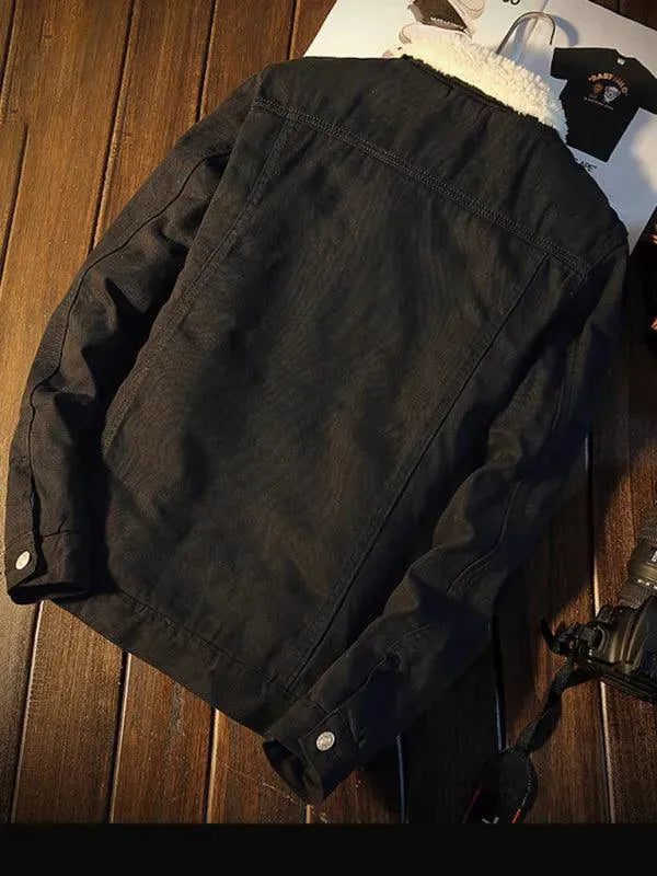 WW | Sherpa Knopf Fleece Männer Winter Denim Jacke