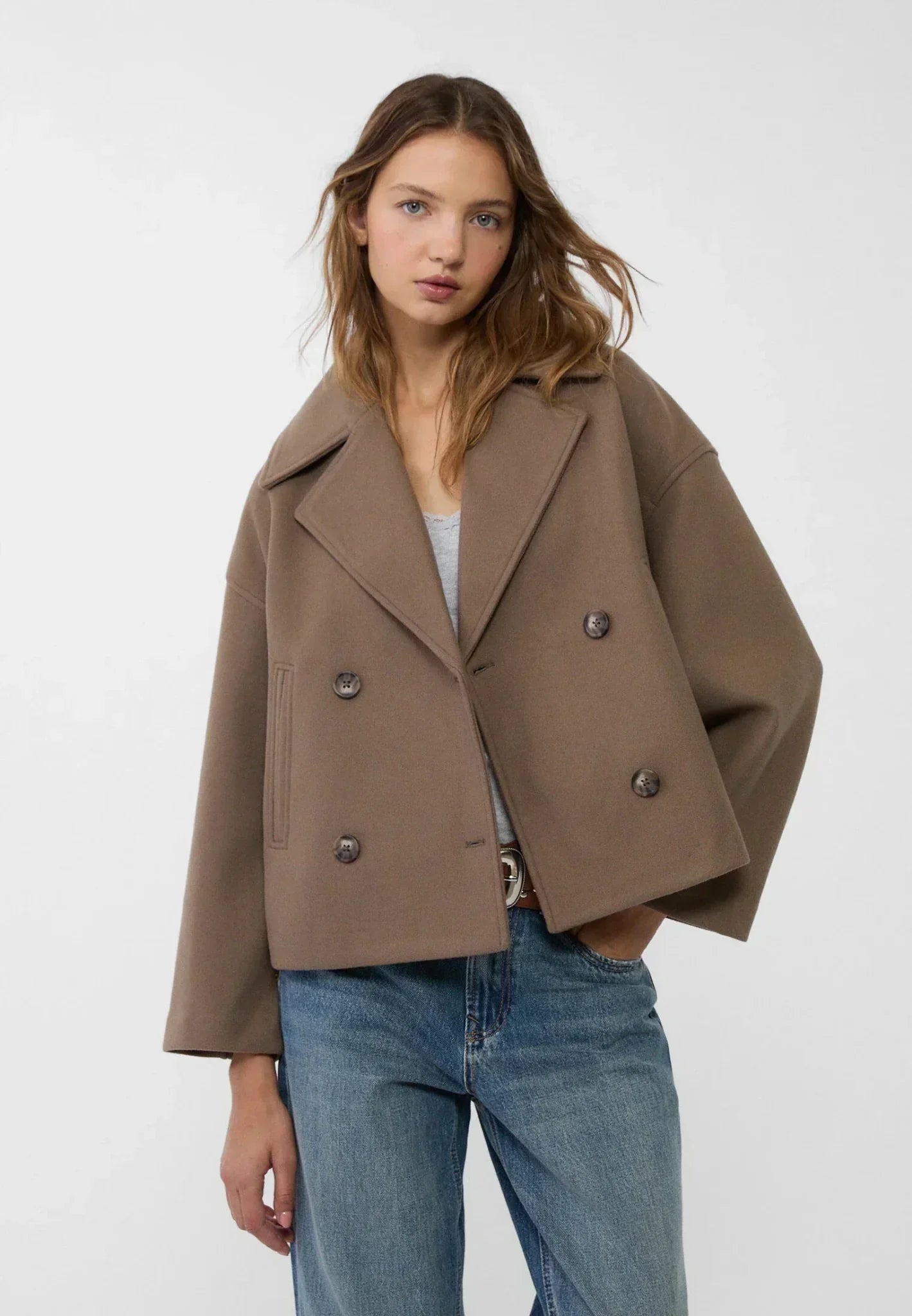 WW | Short Double Winter Jacket with Wide Lapels