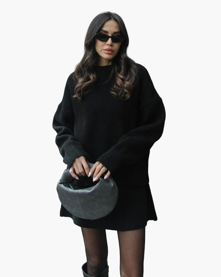WW | Knitting Set with Pullover and Miniskirt - Fashionable Autumn Winter Look, Casual & Elegant