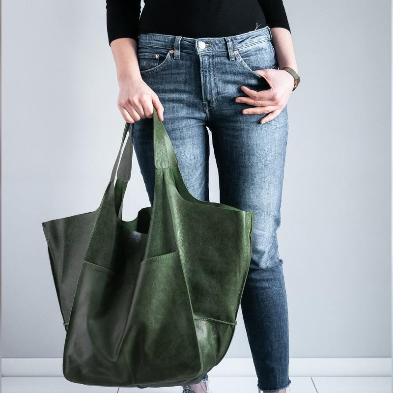 WW | Oversized Leather Shoulder Bag for Women