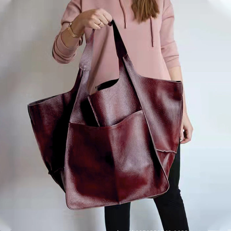 WW | Oversized Leather Shoulder Bag for Women