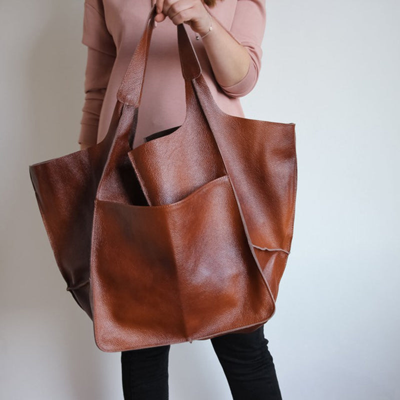 WW | Oversized Leather Shoulder Bag for Women