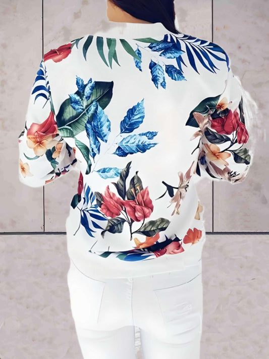 WW | Wunderschön geschnittene Frühlingsjacke mit Reißverschluss und Blumenmuster