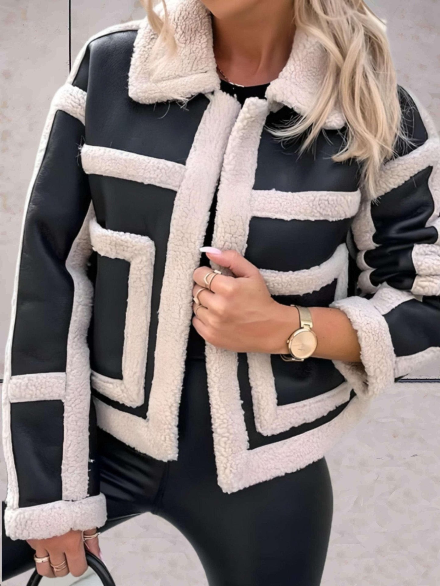 WW | Shearling Jacket - Luxe PU Blend - Spandex Comfort - Casual Chic