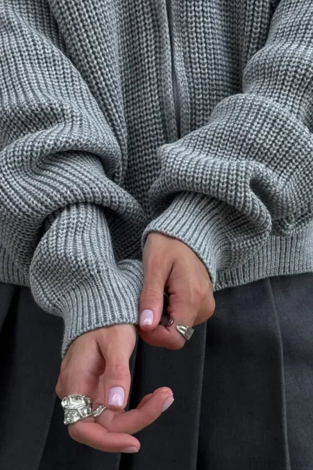 WW | Einfacher Reißverschluss Cardigan Lässig Lockere Strickjacke
