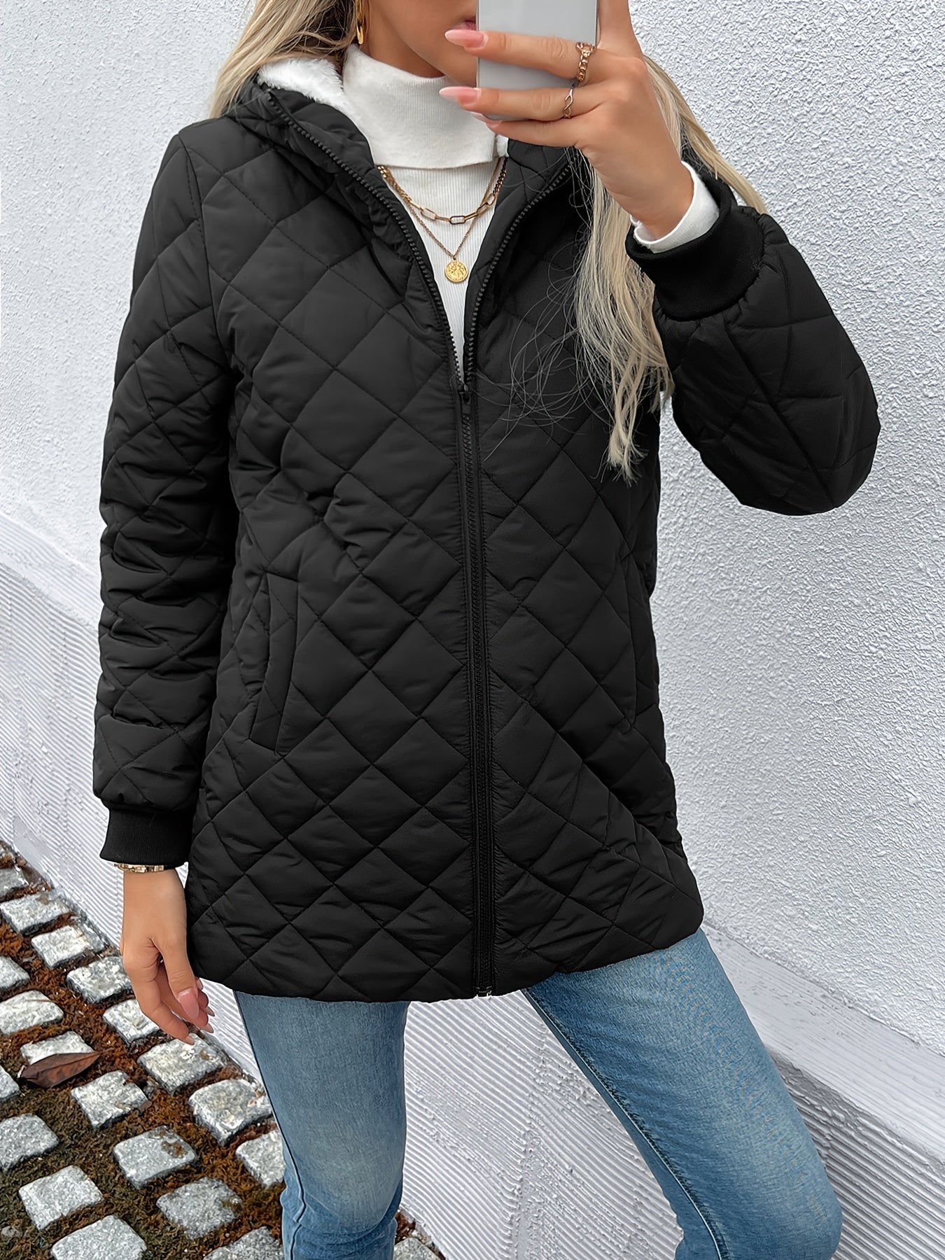 WW | Padded Puffy Jacket with Zip and Faux Fur Lining