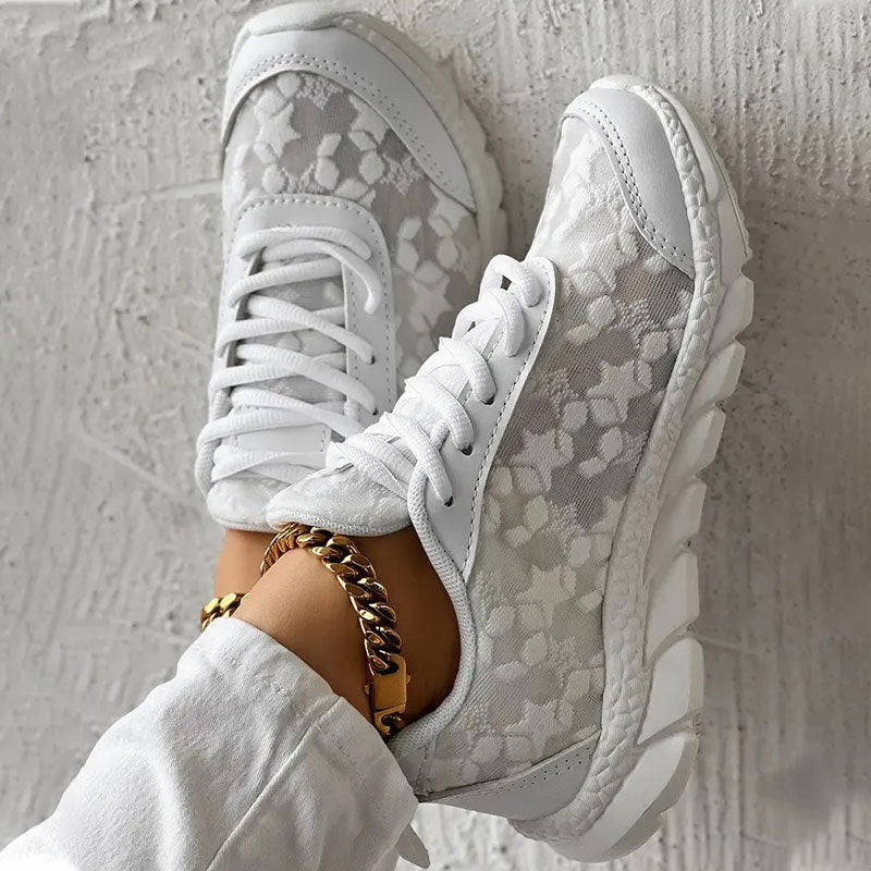 WW | weiße Damensneaker - weiße bestickte Schuhe