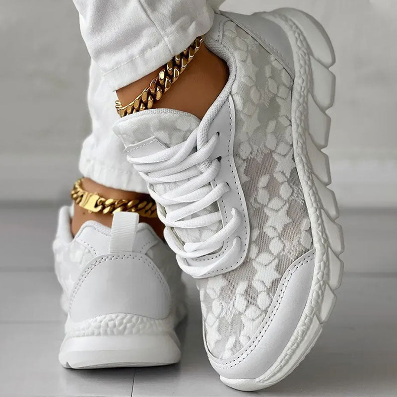 WW | weiße Damensneaker - weiße bestickte Schuhe