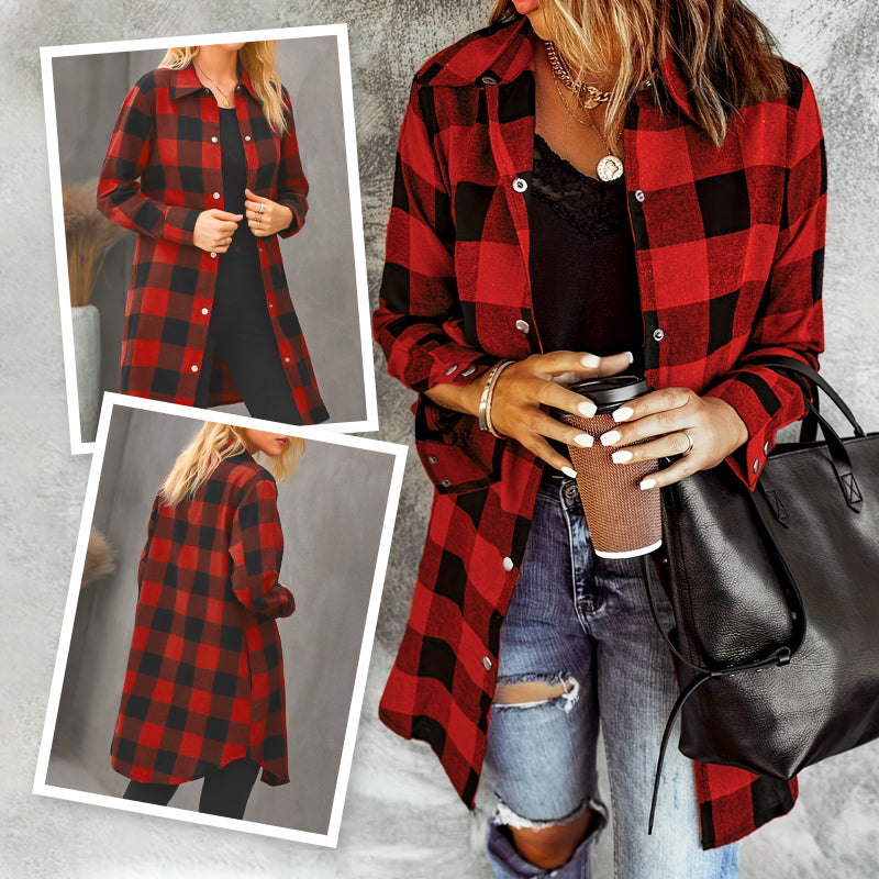 WW | Damen Karierte Jacke - Langarm