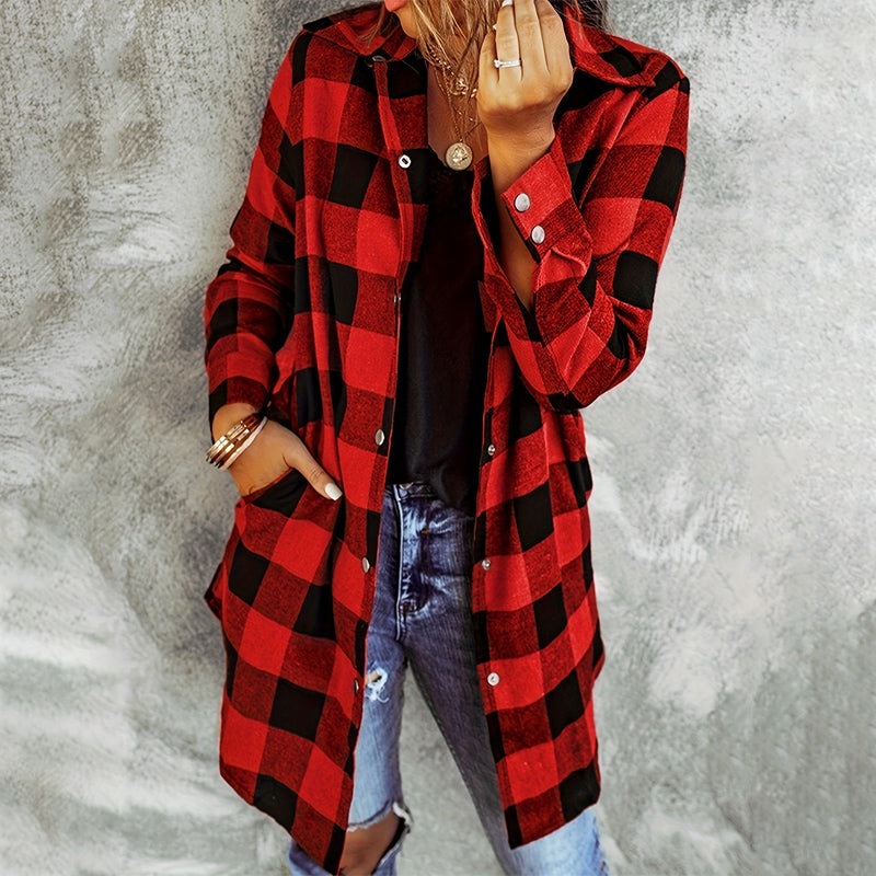 WW | Damen Karierte Jacke - Langarm