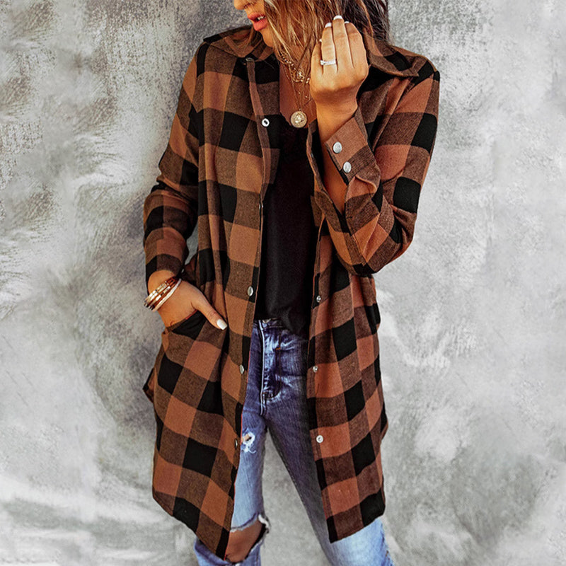 WW | Damen Karierte Jacke - Langarm