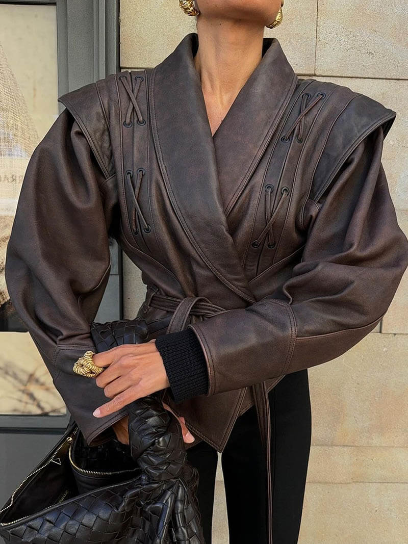 WW | Kunstleder Kimono Jacke