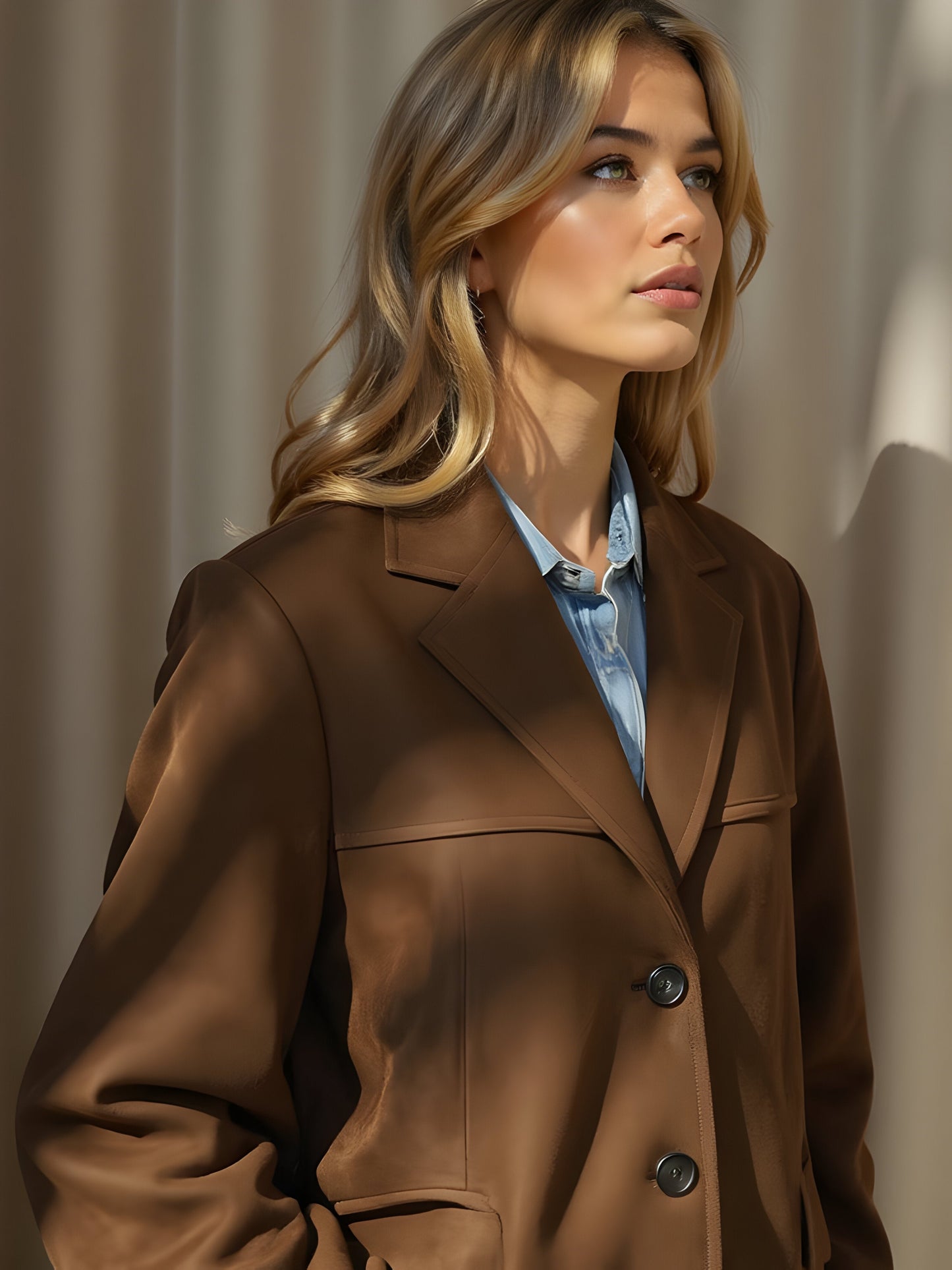 WW | Tailored fit Soft texture Lapel collar Hip length