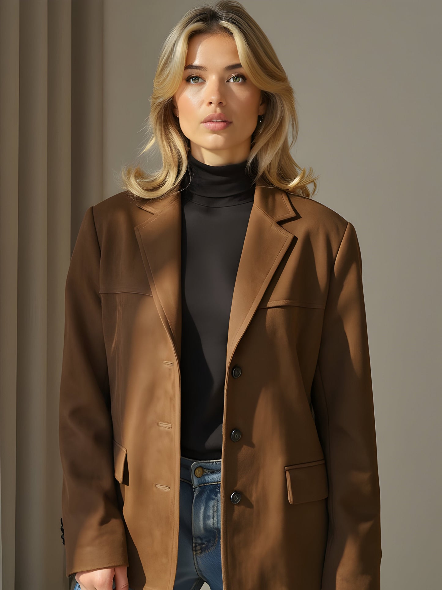WW | Tailored fit Soft texture Lapel collar Hip length