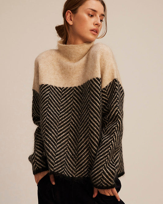 WW | Women's Two-Tone Turtleneck Sweater