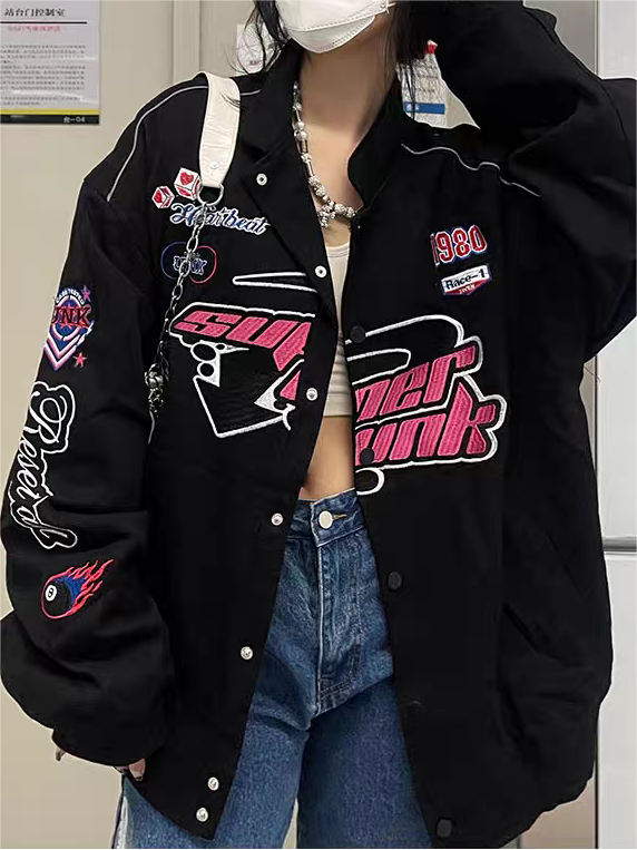 WW | Vintage Motorcycle Bomber Jacket with Embroidery