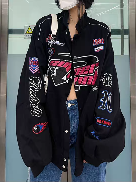 WW | Vintage Motorcycle Bomber Jacket with Embroidery