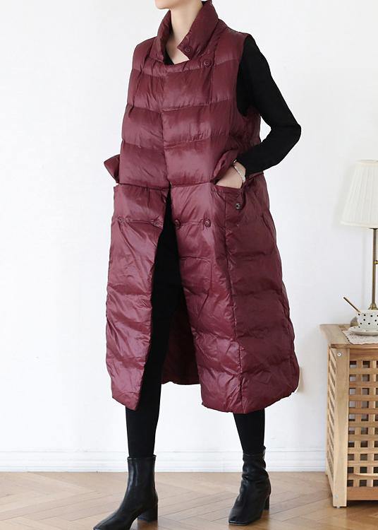 WW | Plus Size warmer Wintermantel Stehkragen Wintermäntel burgunder ärmellose Parkas für Frauen