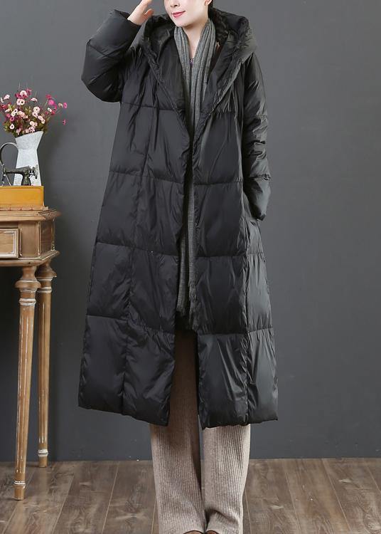 WW | Locker sitzende Schneejacken Winteroberbekleidung schwarze Kapuze Taschen Gänsedaunenmantel