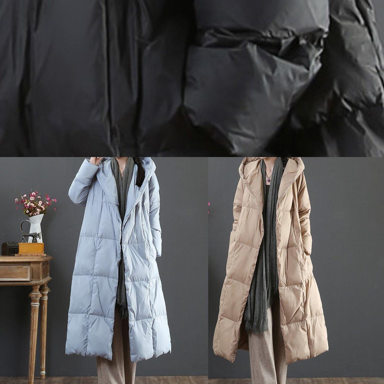 WW | Locker sitzende Schneejacken Winteroberbekleidung schwarze Kapuze Taschen Gänsedaunenmantel