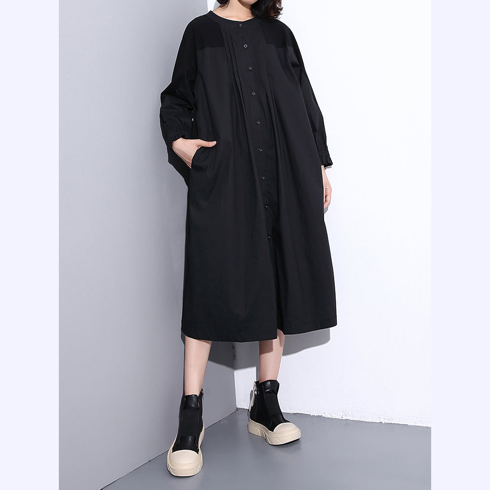 WW | schwarze Mäntel große Größen Stehkragen Taschen Patchwork baggy Mantel