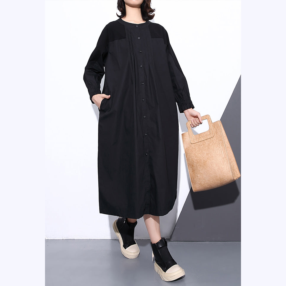 WW | schwarze Mäntel große Größen Stehkragen Taschen Patchwork baggy Mantel