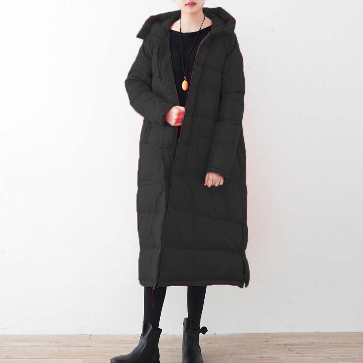 WW | schwarzer Daunenmantel oversized Puffers Jacken Neue chinesische Knopfmäntel mit Kapuze