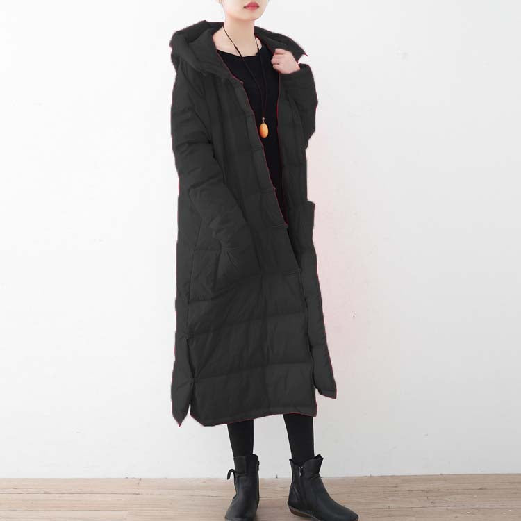 WW | schwarzer Daunenmantel oversized Puffers Jacken Neue chinesische Knopfmäntel mit Kapuze