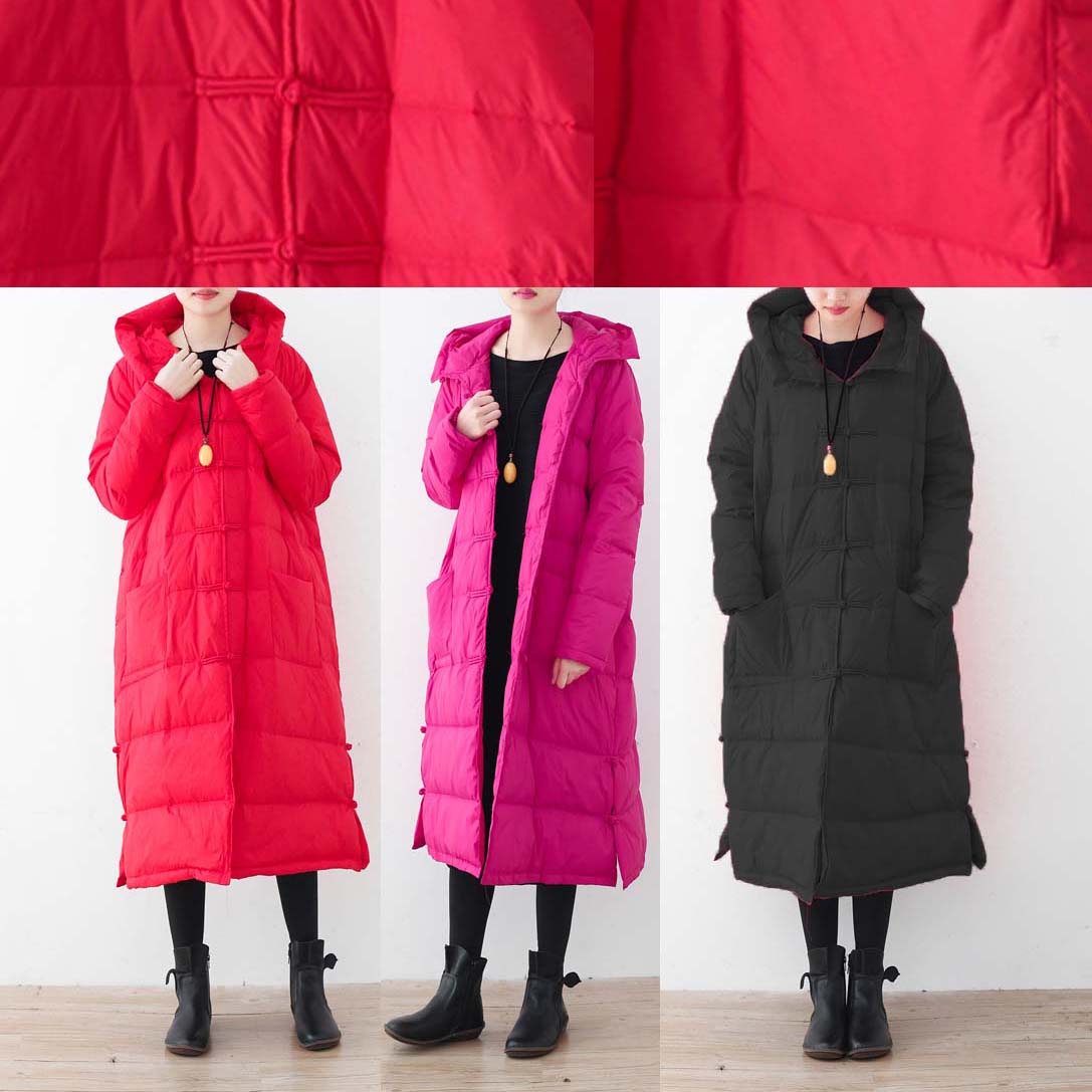 WW | schwarzer Daunenmantel oversized Puffers Jacken Neue chinesische Knopfmäntel mit Kapuze