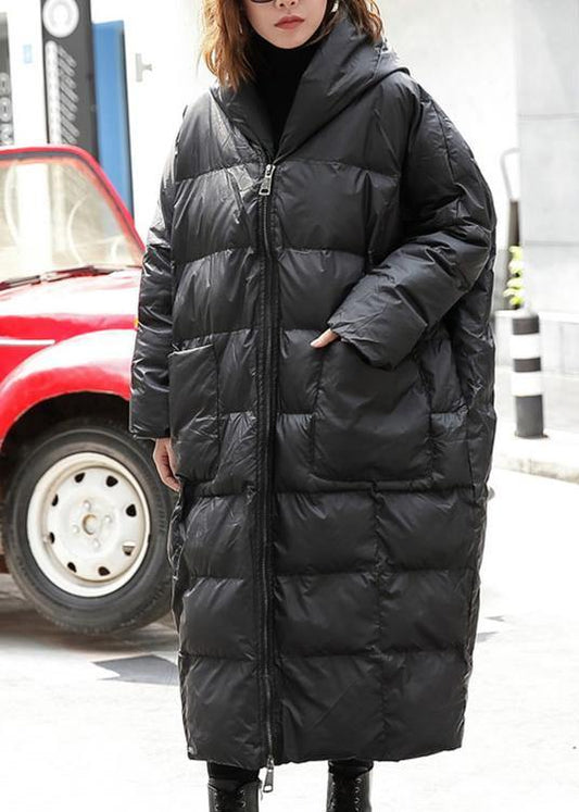 WW | Black Winter Parka Plus Size Hood Pockets Coats