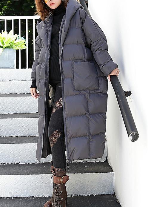 WW | schwarze Winterparka Übergröße Kapuze Taschen Mäntel