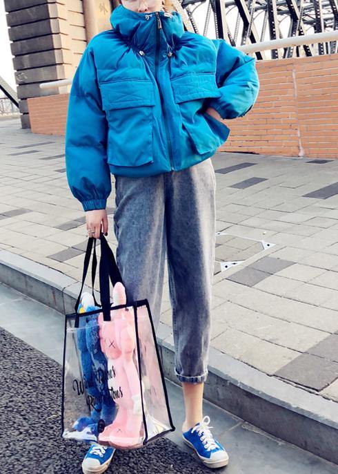 WW | Blue Goose Down Coat Plus Size Clothing Snow Jackets Stand-up Collar Large Pockets WW | Jackets