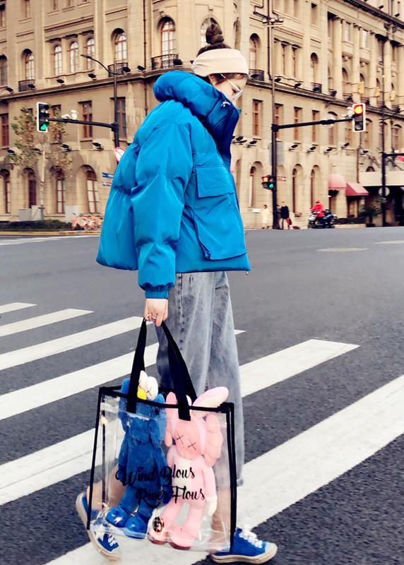 WW | Blue Goose Down Coat Plus Size Clothing Snow Jackets Stand-up Collar Large Pockets WW | Jackets