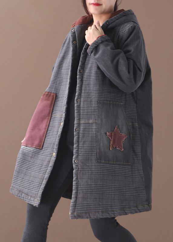 WW | blaue Winteroberbekleidung oversized Schneejacken Patchwork Applikationen Taschen Oberbekleidung