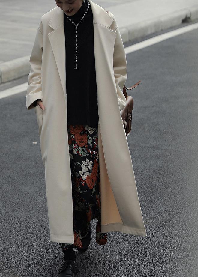 WW | Long Jackets Coats nude With Notch Collar Waist Belt Wool Coat Women