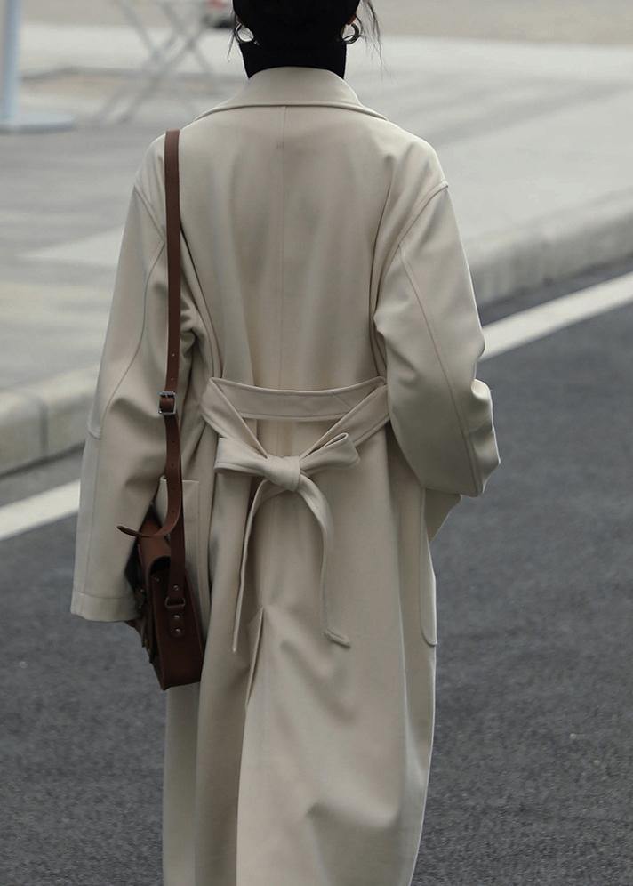WW | Long Jackets Coats nude With Notch Collar Waist Belt Wool Coat Women