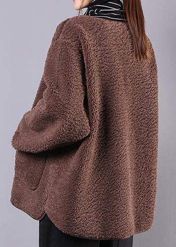 WW | Cardigan Chocolate O-Neck Button Wool Jackets