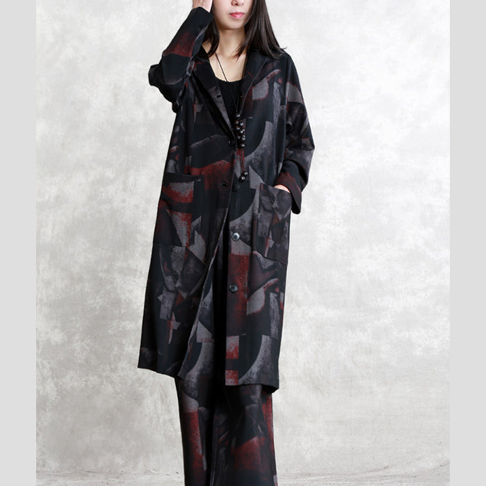 WW | Floral Dress Oversized Two Piece Hooded Pocket Coat Women Long Sleeve Long Coats Elastic Waistband Pants