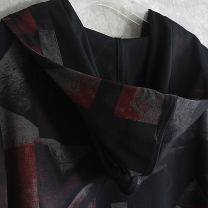 WW | Floral Dress Oversized Two Piece Hooded Pocket Coat Women Long Sleeve Long Coats Elastic Waistband Pants