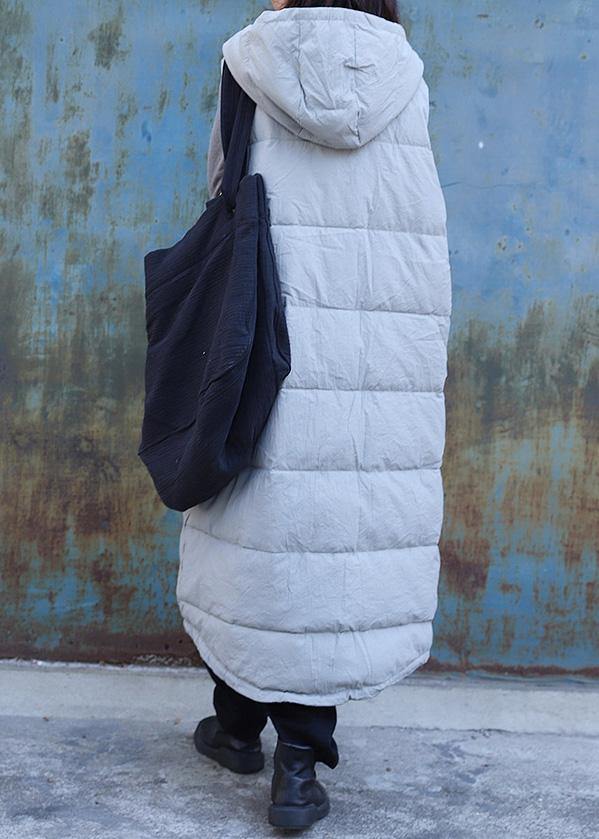 WW | hellgrau ärmellose Winterparkas oversized Jacken & Mäntel mit Kapuze große Taschen Mäntel