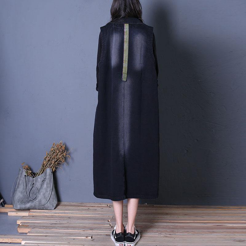 WW | Oversized Outerwear Black Notched Sleeveless Coats