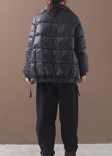 WW | Plus-Size Daunenjacke Patchwork Karo Mäntel Schwarz Winter Seitenreißverschluss Warmer Wintermantel