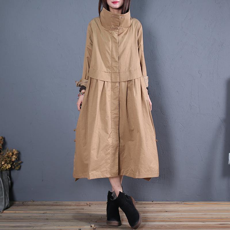 WW | Plus-Size lange Mäntel Außenkleidung khaki seitlich offene Mäntel