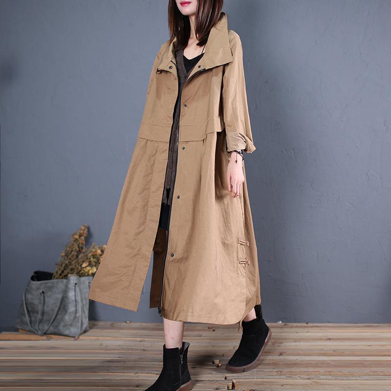 WW | Plus-Size lange Mäntel Außenkleidung khaki seitlich offene Mäntel