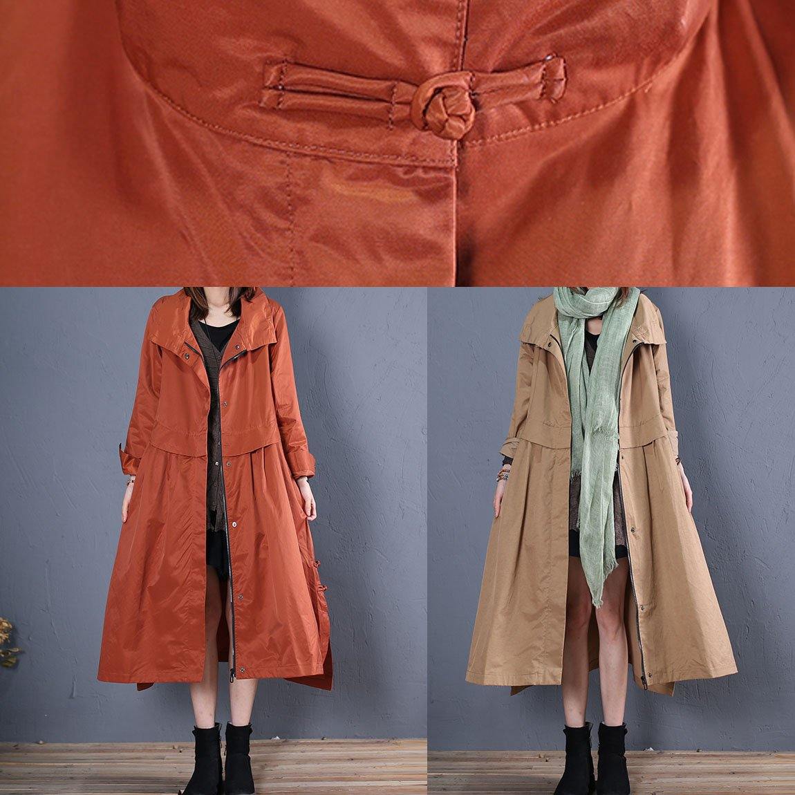 WW | Plus-Size lange Mäntel Außenkleidung khaki seitlich offene Mäntel